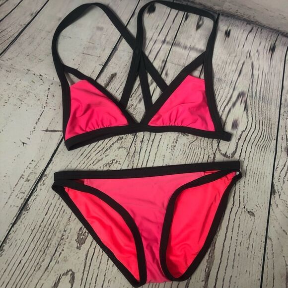 Xhilaration Two Piece Strappy Bikini Swim Bathing Suit Pink S - Picture 1 of 6